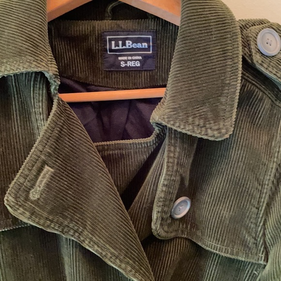 LL Bean olive green fall trench coat cord, small - Picture 2 of 6